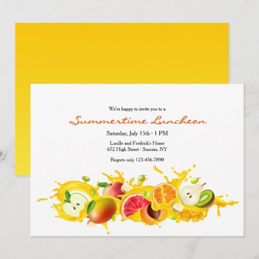 Uitnodiging voor gesneden vruchten (Voorkant / Achterkant)