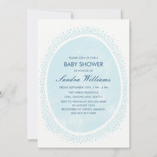 Uitnodiging voor gesprenkeld baby shower - Mist (Voorkant)