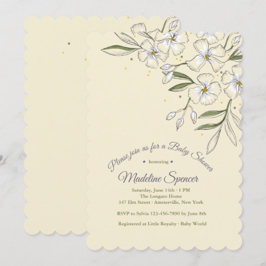 Uitnodiging voor geurjasmijn Baby shower (Voorkant / Achterkant)