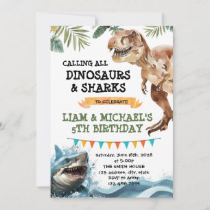 Uitnodiging voor gezamenlijk feest van dinosaurus 