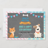 Uitnodiging voor gezamenlijk feest van kat en hond (Voorkant)