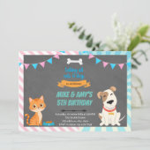 Uitnodiging voor gezamenlijk feest van kat en hond (Staand voorkant)
