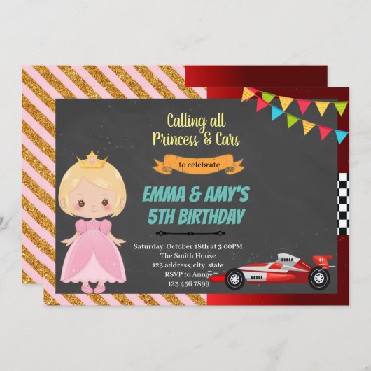 Uitnodiging voor gezamenlijk feest van prinses en  (Voorkant / Achterkant)