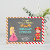 Uitnodiging voor gezamenlijk feest van prinses en (Staand voorkant)