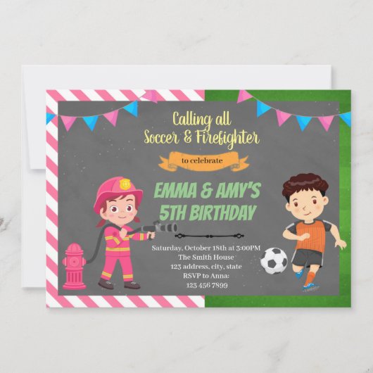 Uitnodiging voor gezamenlijk feest van voetbal en  (Voorkant)