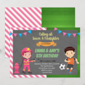 Uitnodiging voor gezamenlijk feest van voetbal en  (Voorkant / Achterkant)