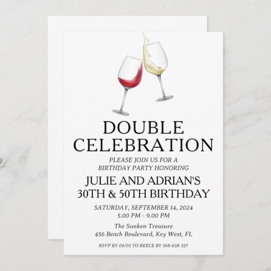 Uitnodiging voor gezamenlijk verjaardagsfeest met  (Voorkant / Achterkant)