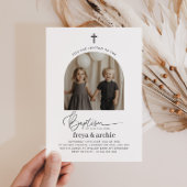 Uitnodiging voor gezamenlijke doop met boogfoto