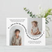 Uitnodiging voor gezamenlijke doop met foto van du (Staand voorkant)