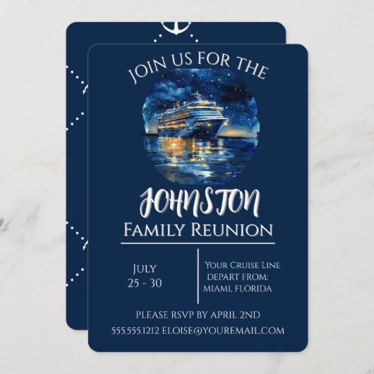 Uitnodiging voor gezinshereniging op cruiseschip v (Voorkant / Achterkant)