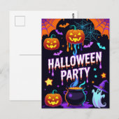 Uitnodiging voor Ghost & Pumpkin Halloween-feest (Voorkant / Achterkant)