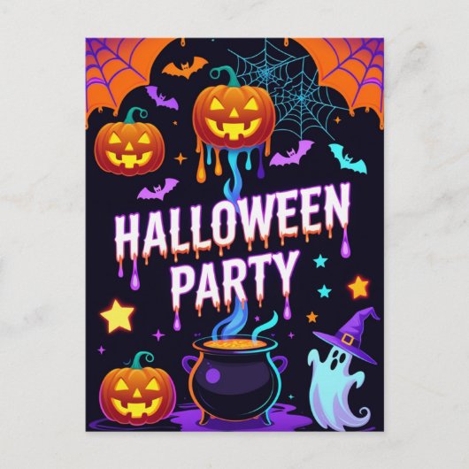 Uitnodiging voor Ghost & Pumpkin Halloween-feest (Voorkant)