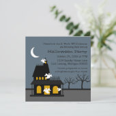 Uitnodiging voor Ghosty Haunted Halloween Party (Staand voorkant)