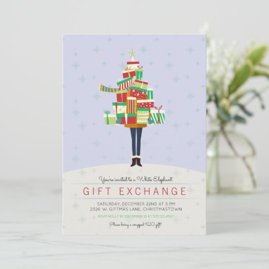 Uitnodiging voor Gift Exchange White Elephant Part (Staand voorkant)