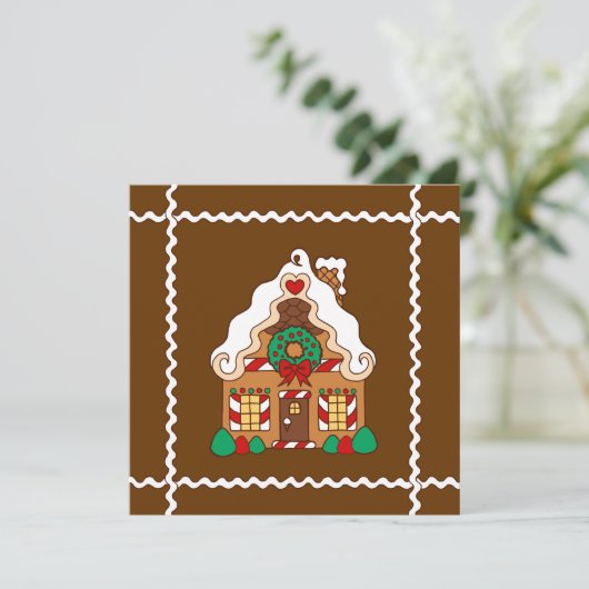 Uitnodiging voor Gingerbread House (Staand voorkant)