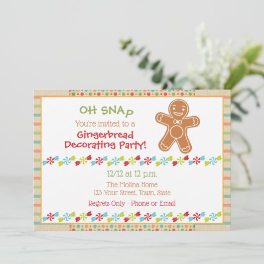 Uitnodiging voor Gingerbrood Party (Staand voorkant)