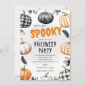 Uitnodiging voor Gingham Pompoen Halloween Feest (Voorkant)