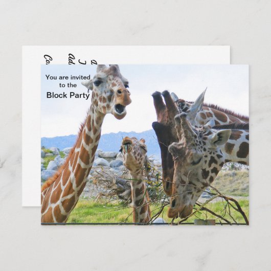 Uitnodiging voor Giraffe (Voorkant / Achterkant)