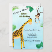 Uitnodiging voor Giraffe en Apen Safari of Dierent (Voorkant)