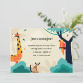 Uitnodiging voor Giraffe- en vriendenfeest (Staand voorkant)