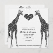 Uitnodiging voor Giraffe Liefde Bruiloftsreceptie (Voorkant / Achterkant)