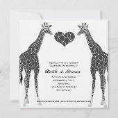 Uitnodiging voor Giraffe Liefde Bruiloftsreceptie (Voorkant)