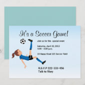 Uitnodiging voor Girl Soccer Player (Voorkant / Achterkant)