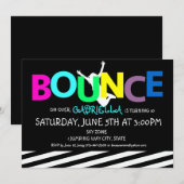 Uitnodiging voor Girls Colorful Trampoline Bounce  (Voorkant / Achterkant)