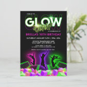 Uitnodiging voor Girls Glow Trampoline Park (Staand voorkant)