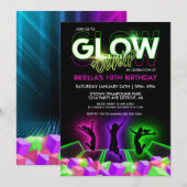 Uitnodiging voor Girls Glow Trampoline Park (Voorkant / Achterkant)