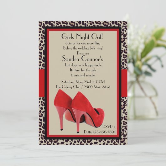Uitnodiging voor Girl's Heels (Leopard) (Staand voorkant)