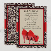 Uitnodiging voor Girl's Heels (Leopard) (Voorkant / Achterkant)