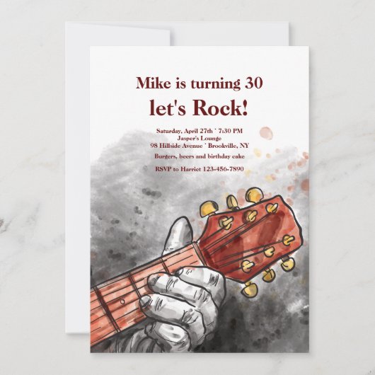 Uitnodiging voor Gitarist's Hand (Voorkant)