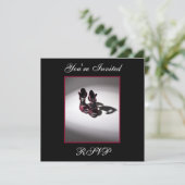 Uitnodiging voor glamoureuze rode verjaardagsfeest (Staand voorkant)