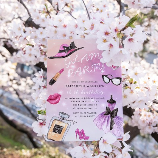 Uitnodiging voor glamourieuze make-over verjaardag