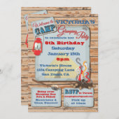 Uitnodiging voor glamping-campingfeest (Voorkant / Achterkant)