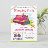 Uitnodiging voor glamping verjaardagsfeest voor me (Staand voorkant)
