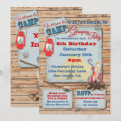 Uitnodiging voor glampingcampingfeest (Voorkant / Achterkant)