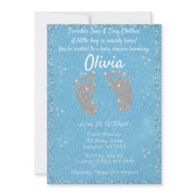 Uitnodiging voor Glitter Footprint Baby shower