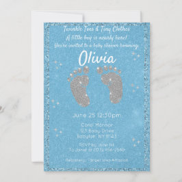Uitnodiging voor Glitter Footprint Baby shower