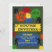 Uitnodiging voor Glitter Paintball Party (Voorkant)