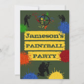Uitnodiging voor Glitter Paintball Party (Achterkant)