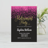 Uitnodiging voor glitter Retirement Party (Staand voorkant)