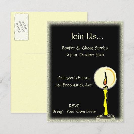 Uitnodiging voor gloeiende kaarsen briefkaart (Voorkant / Achterkant)