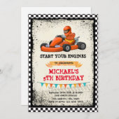 Uitnodiging voor go kart-feestje (Voorkant / Achterkant)