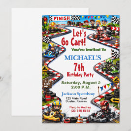Uitnodiging voor Go Kart Racen Kinderverjaardagsfe
