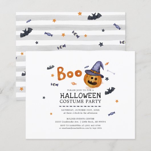 Uitnodiging voor goedkoop Halloween-kostuumfeest m (Voorkant / Achterkant)