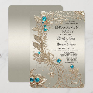 Uitnodiging voor Gold Blue Stone Verloving