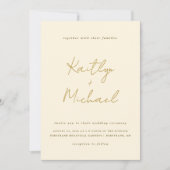 Uitnodiging voor Gold & Cream Wedding Modern Hands (Voorkant)