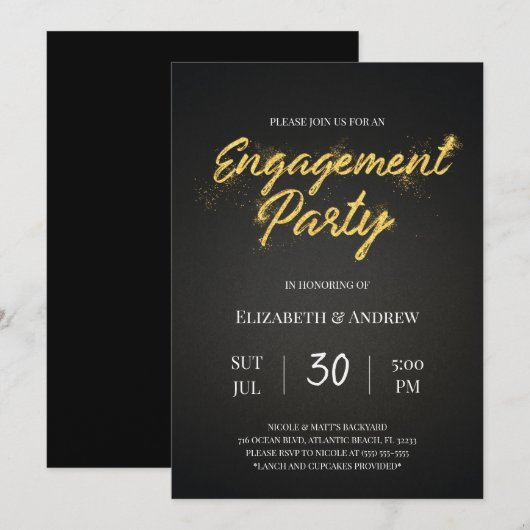 Uitnodiging voor Gold- en Black-kerstfeestdagen (Voorkant / Achterkant)